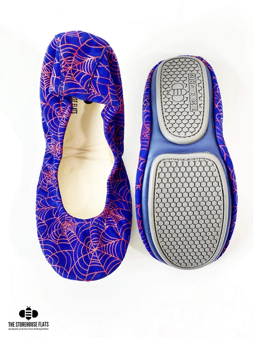Storehouse Flats Web Slinger Flats Size 7 Blue Red Spider Web NWOT Suede Ballet